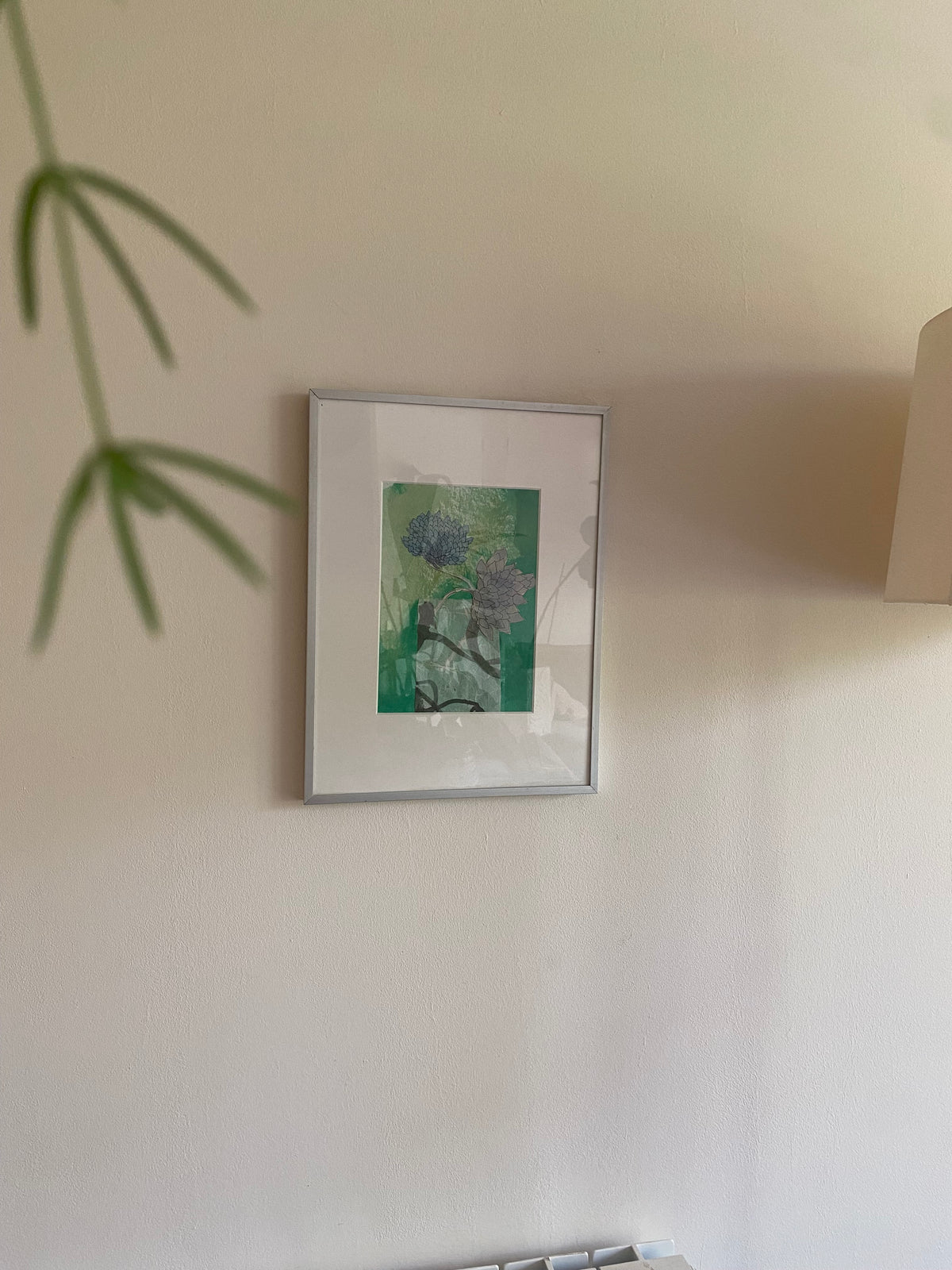 Green ikebana on paper